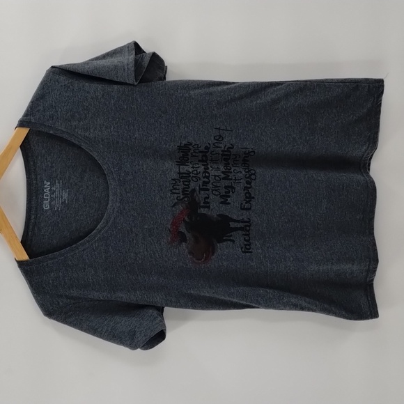 Gildan heifer cow graphic tee Gray size large facial expressions women's fit - Picture 2 of 5